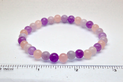 Amethyst, Rose Quartz, & Aquamarine Bracelet
