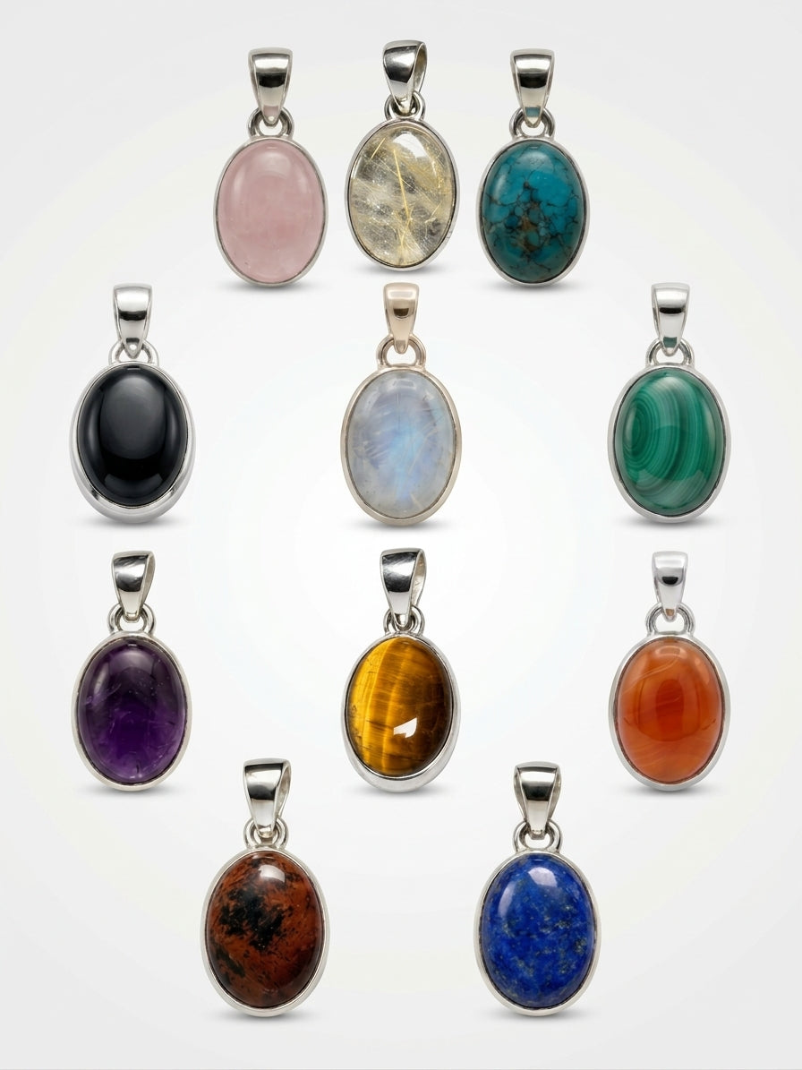 .925 Sterling Silver Gemstone Pendant