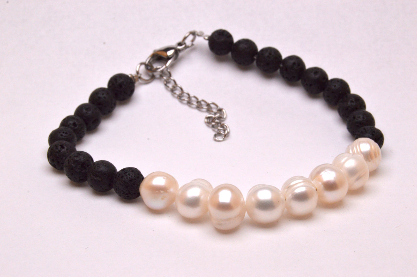 Pearl with Lava Bracelet
