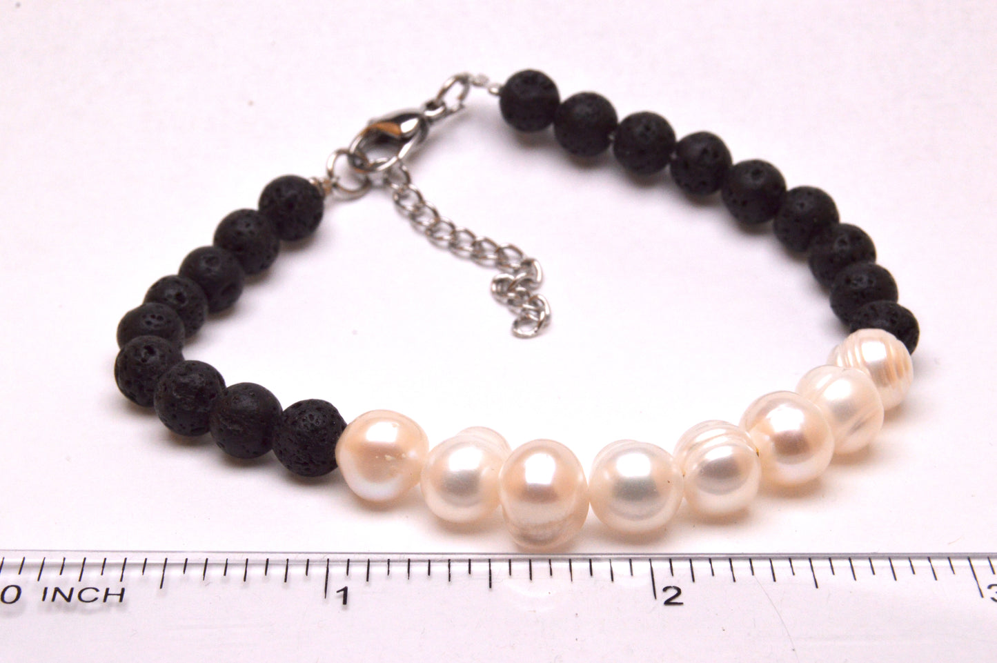 Pearl with Lava Bracelet