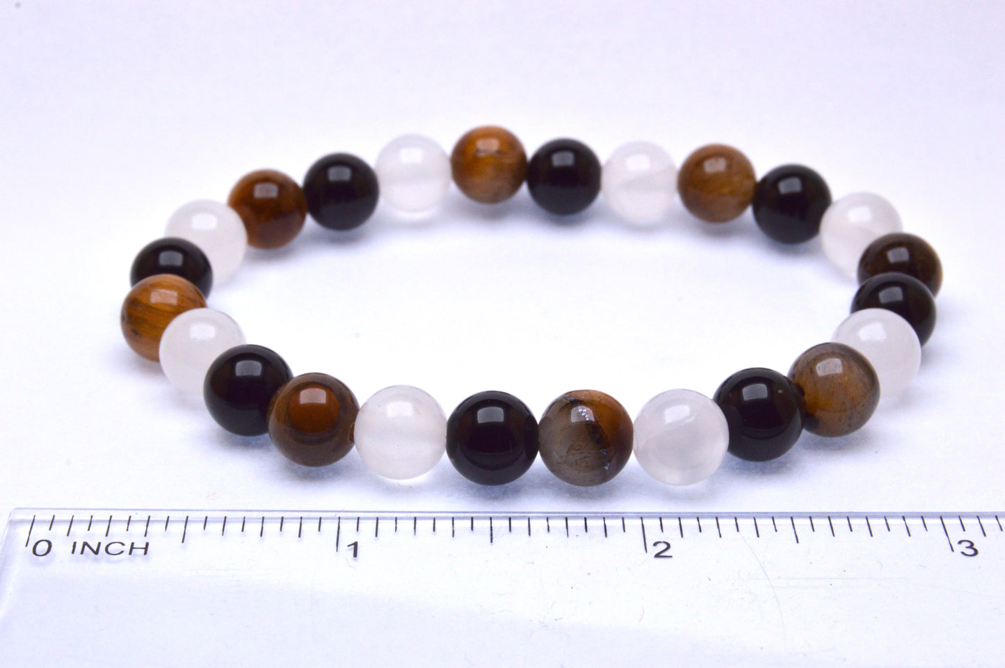 Tigers Eye, Obsidian, and Selenite Bracelet