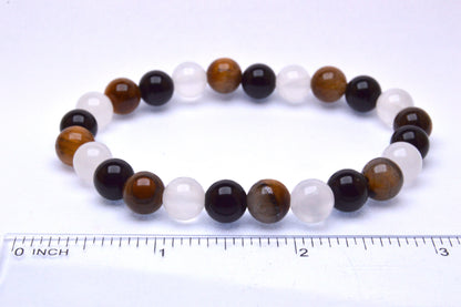 Tigers Eye, Obsidian, and Selenite Bracelet