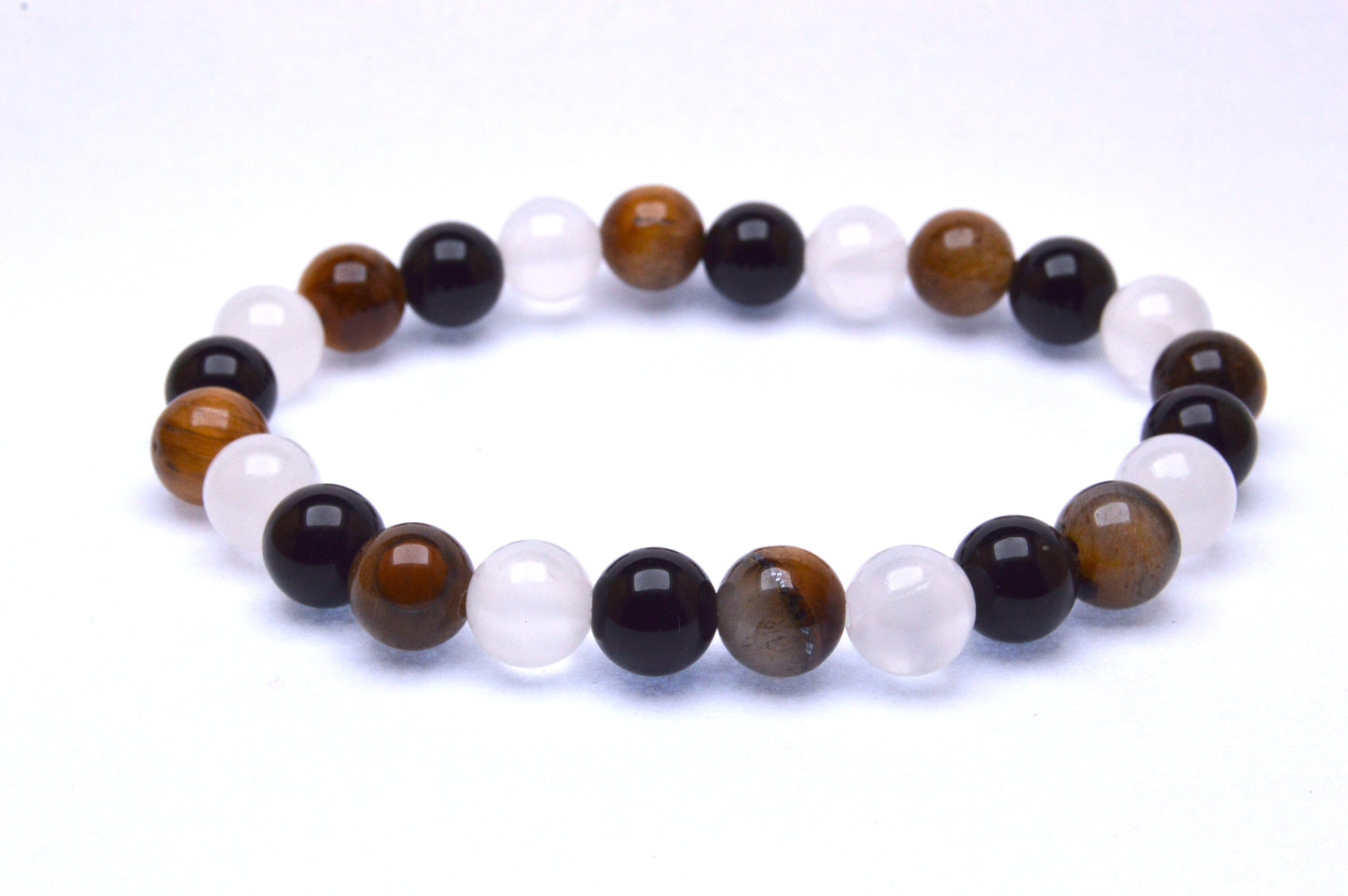 Tigers Eye, Obsidian, and Selenite Bracelet